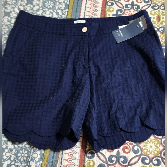 crown & ivy Navy Blue Women Shorts - Picture 1 of 5